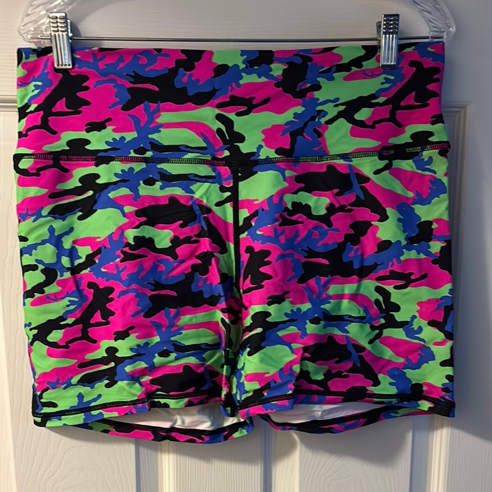 Colorful Neon Camo Peachy Athletic Shorts 5" Inseam
